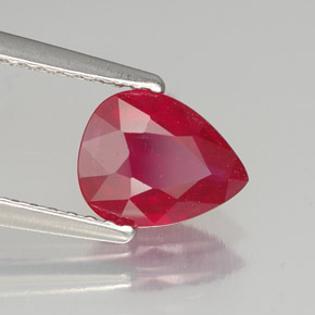 Rubis rouge naturelle en forme de poire, 1,44 ct, SI