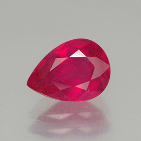 Rubis rouge naturelle en forme de poire, 1,58 ct, SI