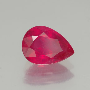 Rubis rouge naturelle en forme de poire, 1,58 ct, SI