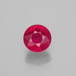 Rubis rouge naturelle coupe roude, 1,26 ct, SI