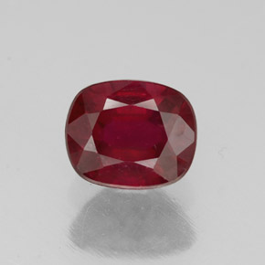 Rubis rouge naturelle coupe coussin, 1,49 ct, SI