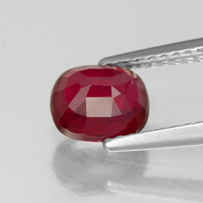 Rubis rouge naturelle coupe coussin, 1,49 ct, SI