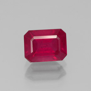 Rubis rouge naturelle taille émeraude, 1,44 ct, SI