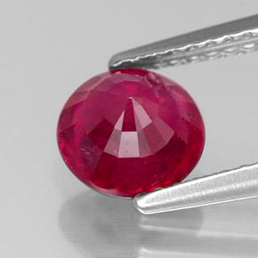 Rubis rouge naturelle coupe roude, 1,49 ct, VS-SI