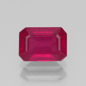 Rubis rouge naturelle taille émeraude, 1,39 ct, VS-SI