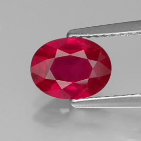 Rubis rouge naturelle coupe ovale, 1,41 ct, VS-SI