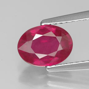 Rubis rouge naturelle coupe ovale, 1,61 ct, VS-SI