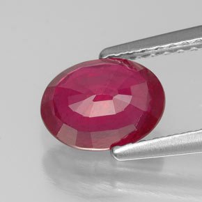 Rubis rouge naturelle coupe ovale, 1,61 ct, VS-SI