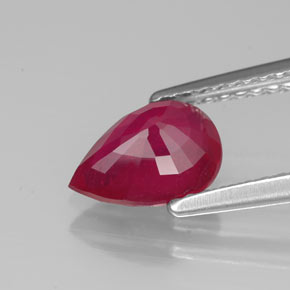 Rubis rouge naturelle en forme de poire, 1,34 ct, VS-SI