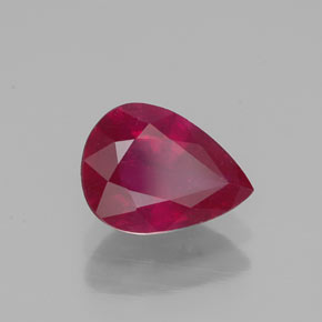 Rubis rouge naturelle en forme de poire, 1,36 ct, VS-SI