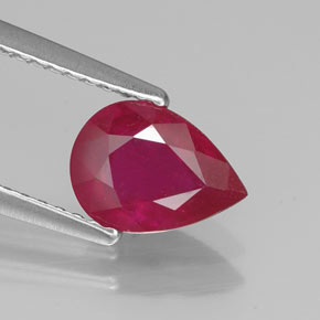 Rubis rouge naturelle en forme de poire, 1,41 ct, VS-SI