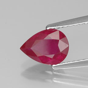 Rubis rouge naturelle en forme de poire, 1,41 ct, VS-SI