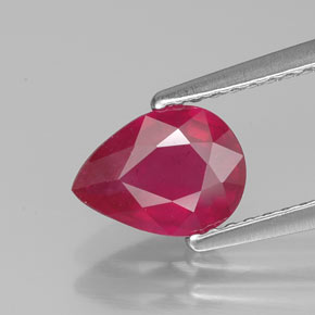 Rubis rouge naturelle en forme de poire, 1,44 ct, VS-SI