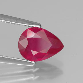 Rubis rouge naturelle en forme de poire, 1,44 ct, VS-SI