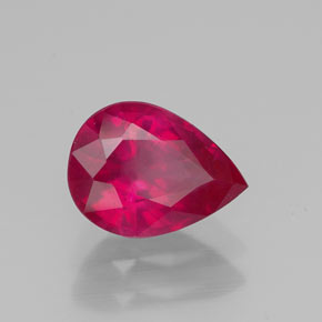 Rubis rouge naturelle en forme de poire, 1,51 ct, VS-SI
