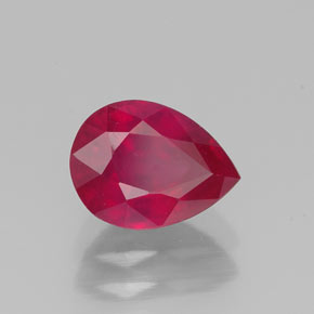 Rubis rouge naturelle en forme de poire, 1,56 ct, VS-SI