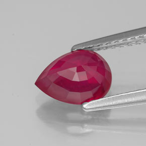 Rubis rouge naturelle en forme de poire, 1,56 ct, VS-SI