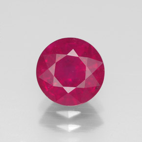 Rubis rouge naturelle coupe roude, 1,76 ct, VS-SI