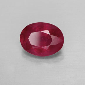 Rubis rouge naturelle coupe ovale, 1,82 ct, VS-SI