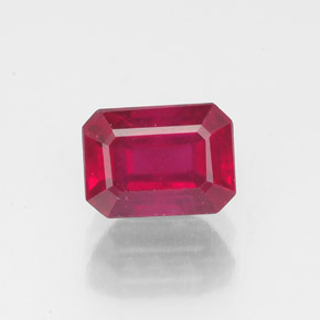 Rubis rose rougeâtre naturelle taille émeraude, 1,58 ct, VS-SI