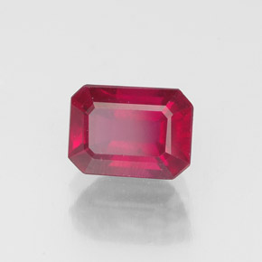 Rubis rose rougeâtre naturelle taille émeraude, 1,58 ct, VS-SI