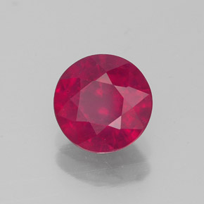 Rubis rouge naturelle coupe roude, 1,47 ct, VS-SI