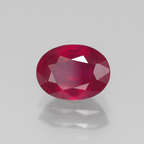 Rubis rouge naturelle coupe ovale, 1,64 ct, SI