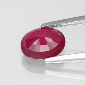 Rubis rouge naturelle coupe ovale, 1,64 ct, SI