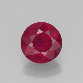Rubis rouge naturelle coupe roude, 1,51 ct, VS-SI