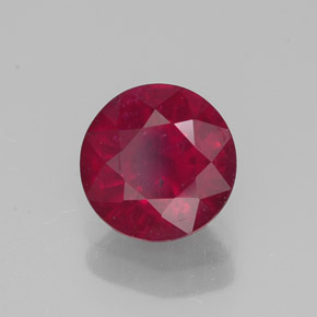 Rubis rouge naturelle coupe roude, 1,51 ct, VS-SI