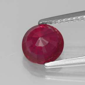 Rubis rouge naturelle coupe roude, 1,51 ct, VS-SI