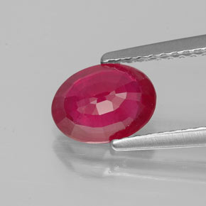 Rubis rouge naturelle coupe ovale, 1,39 ct, VS-SI