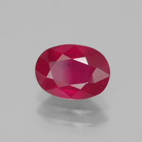 Rubis rouge naturelle coupe ovale, 1,66 ct, VS-SI