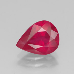 Rubis rouge naturelle en forme de poire, 1,77 ct, VS-SI