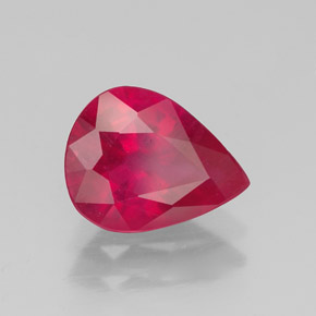 Rubis rouge naturelle en forme de poire, 1,77 ct, VS-SI