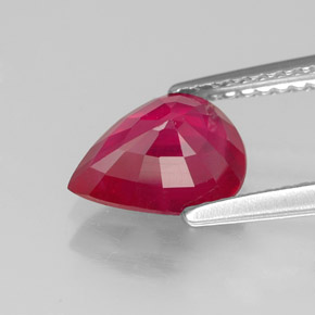 Rubis rouge naturelle en forme de poire, 1,77 ct, VS-SI