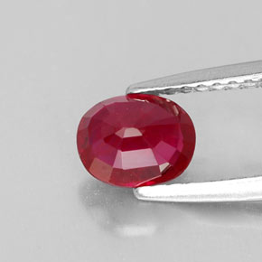 Rubis rouge naturelle coupe ovale, 1,03 ct, VS-SI