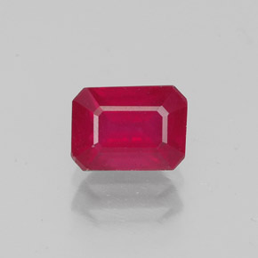 Rubis rouge naturelle taille émeraude, 1,42 ct, VS-SI