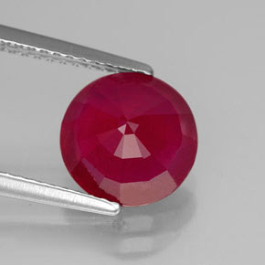 Rubis rouge naturelle coupe roude, 3,37 ct, VS-SI