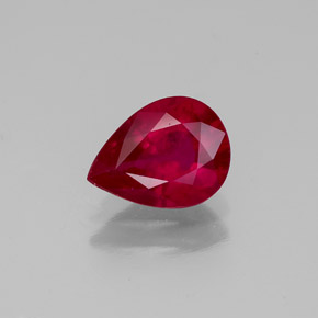 Rubis rouge naturelle en forme de poire, 1,31 ct, VS-SI
