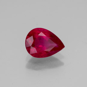 Rubis rouge naturelle en forme de poire, 1,31 ct, VS-SI