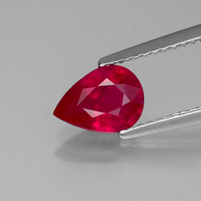 Rubis rouge naturelle en forme de poire, 1,30 ct, VS-SI