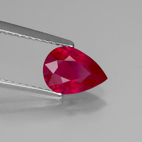 Rubis rouge naturelle en forme de poire, 1,30 ct, VS-SI