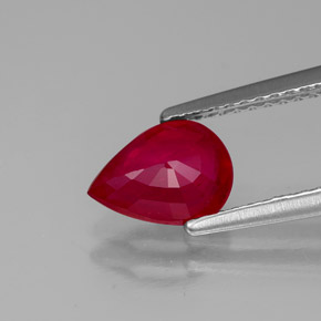 Rubis rouge naturelle en forme de poire, 1,30 ct, VS-SI