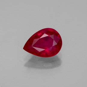Rubis rouge naturelle en forme de poire, 1,37 ct, VS-SI