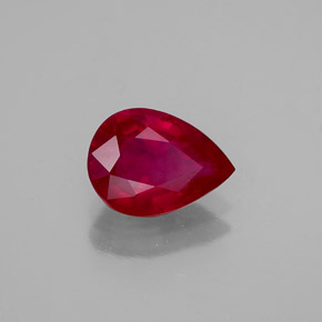 Rubis rouge naturelle en forme de poire, 1,37 ct, VS-SI