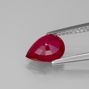 Rubis rouge naturelle en forme de poire, 1,37 ct, VS-SI