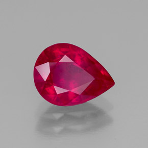 Rubis rouge naturelle en forme de poire, 1,96 ct, VS-SI