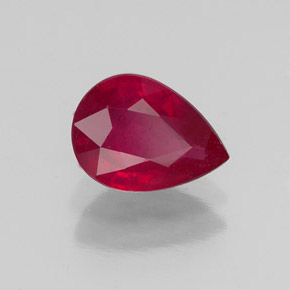Rubis rouge naturelle en forme de poire, 1,55 ct, VS-SI