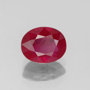 Rubis rouge naturelle coupe ovale, 1,53 ct, VS-SI